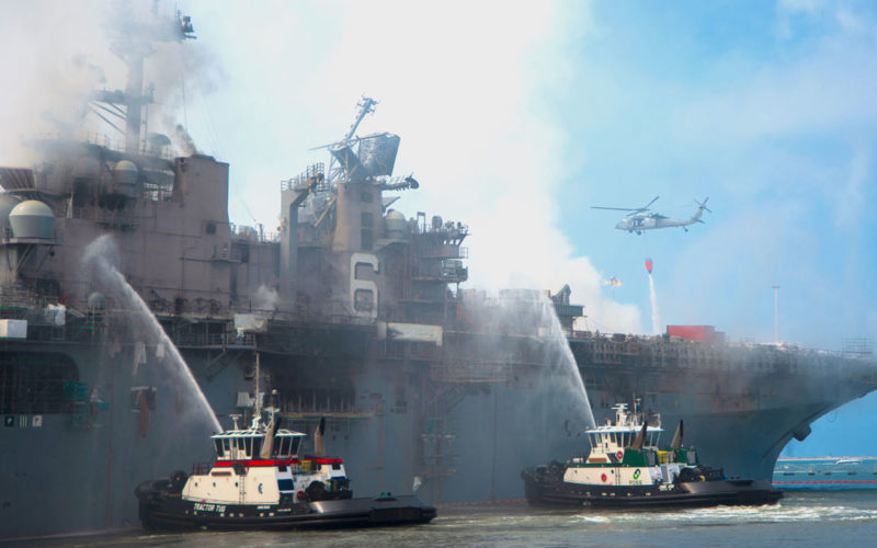 Sixty-three injured in fire aboard Navy ship; vessel’s fate unknown