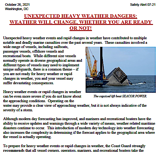SAFETY ALERT: Unexpected heavy weather dangers