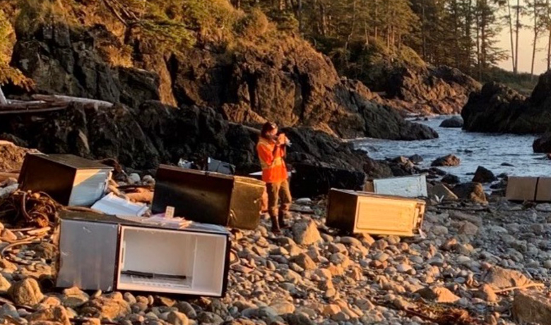Cargo from containers lost overboard washed up on Vancouver Island.