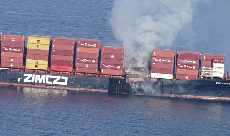 Days later, a row of cargo on the forward deck caught fire while the ship anchored near Victoria, B.C.