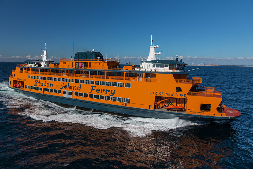 Sandy Ground is the second of three 4,500-passenger Ollis-class ferries to leave Eastern Shipbuilding for New York City.