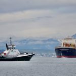 Garth Foss meets the inbound MSC Antalya near downtown Seattle in early 2019. Foss will contract with other West Coast shipyards to maintain its tugboat fleet.