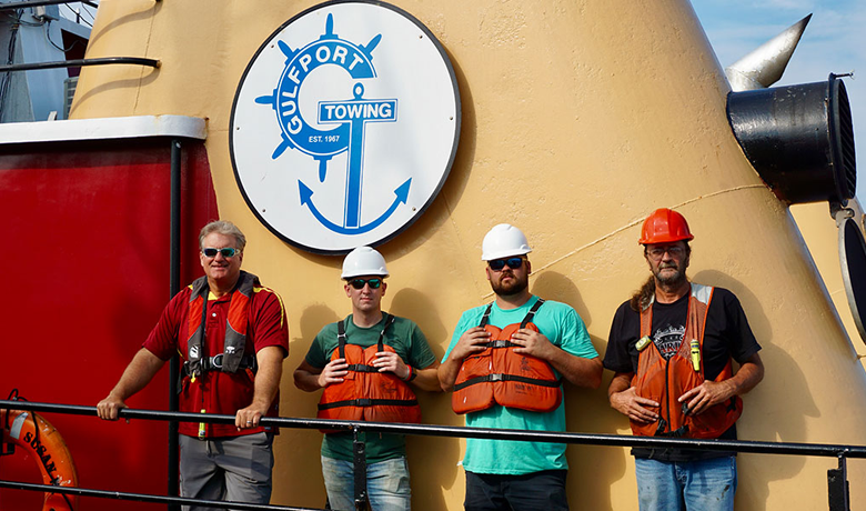 Susan W.s crew consists of (from left) Capt. Ken Skrmetta, deck hands Robert Shavers and Tyler Schankin, and engineer Gary Henzen.