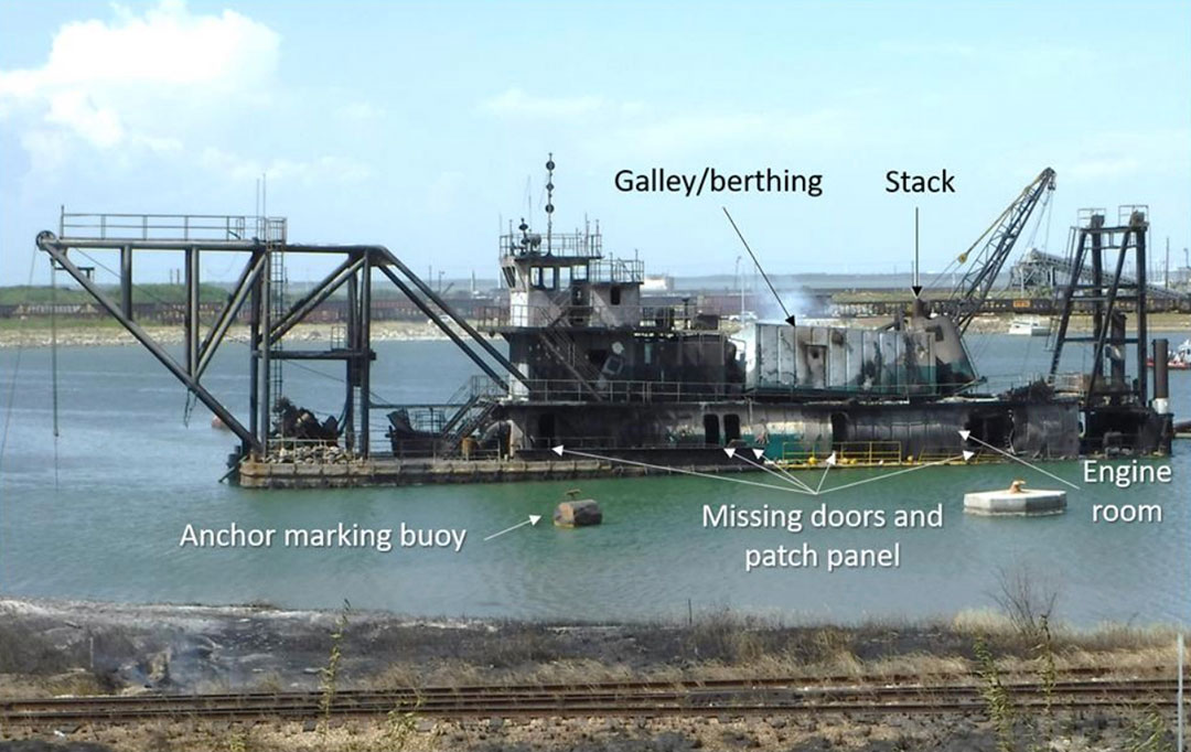 The charred remains of the dredge Waymon Boyd.