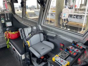 The vessel has a bench where injured persons can get treatment while heading back to shore.