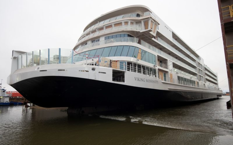 Chouest floats out new river cruise ship for Viking