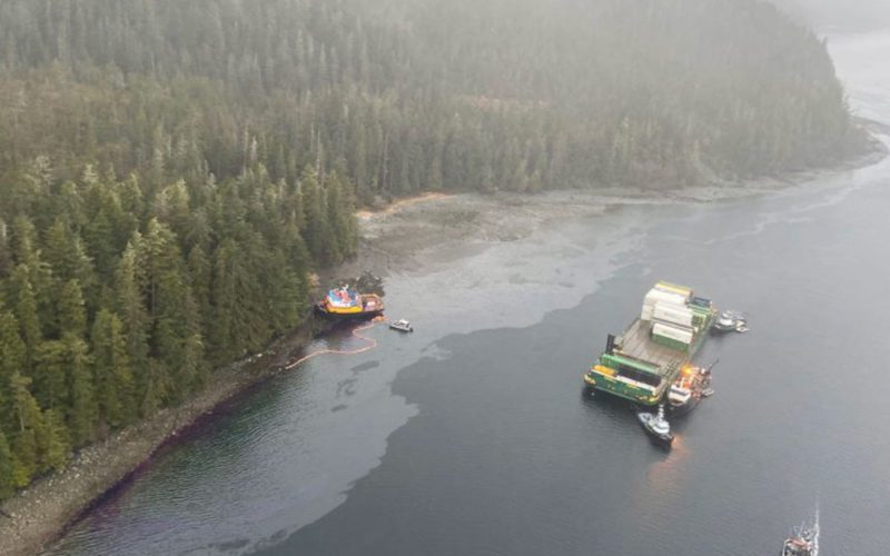 Tugboat loses steering, grounds in narrow Alaska strait