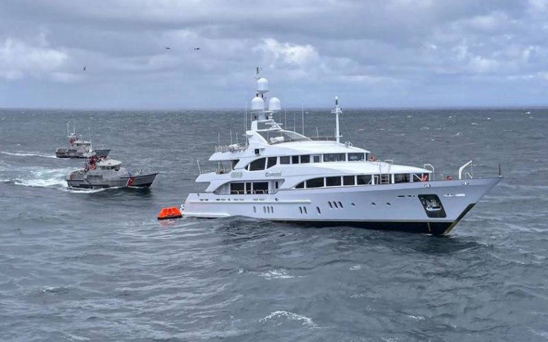 Coast Guard rescues seven after megayacht takes on water