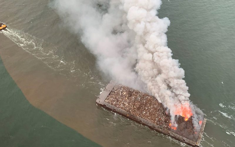 Fire in scrap metal barge contained off Delaware coast