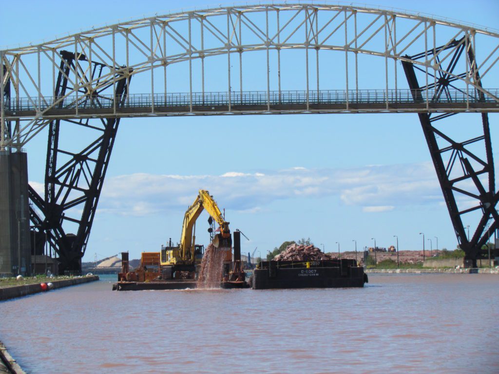 Dredging work at the locks in 2020. 
