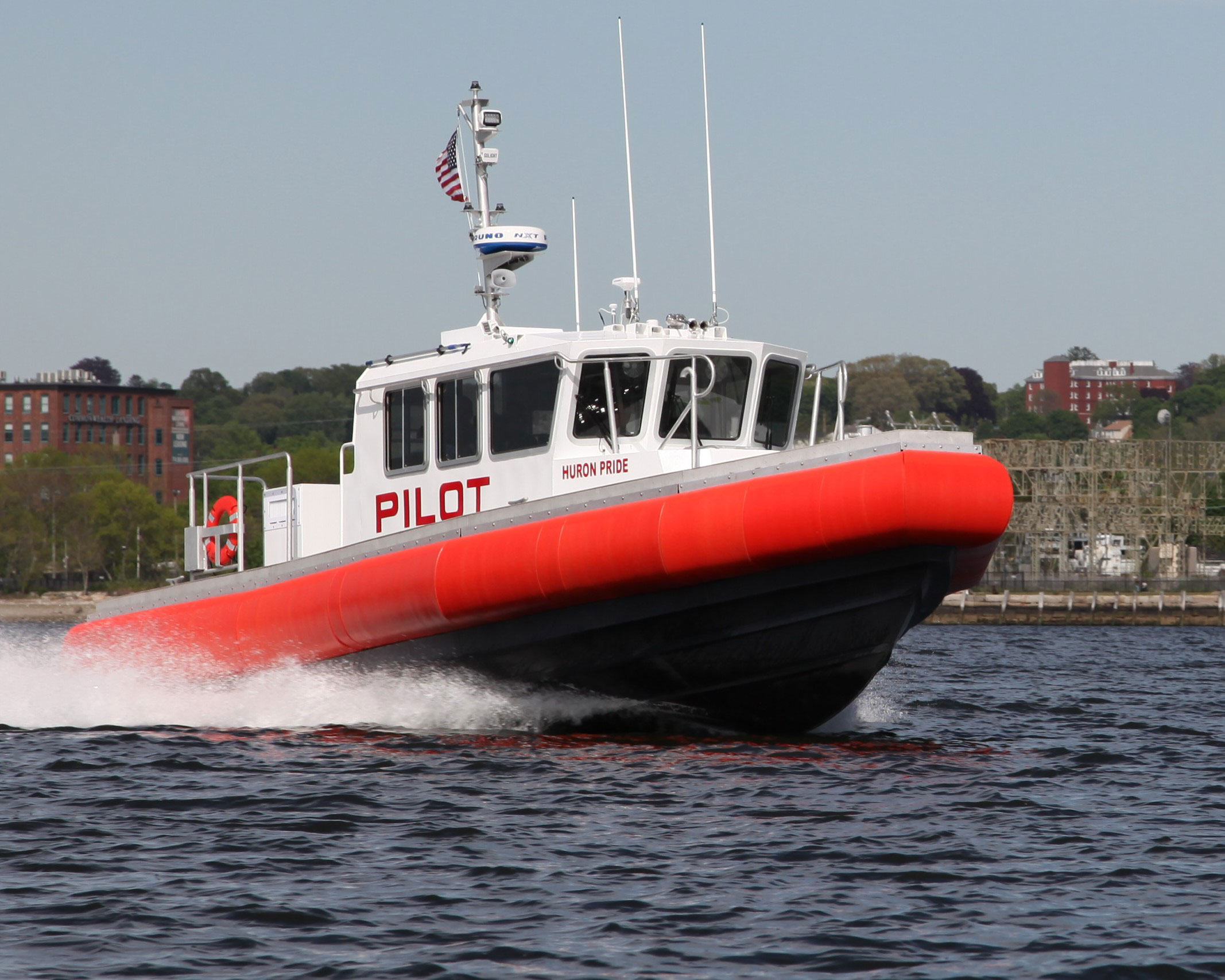 The 42.5-foot Huron Pride complements two larger boats already operated by the Lakes Pilots Association. The new launch can hit speeds faster than 37 knots.