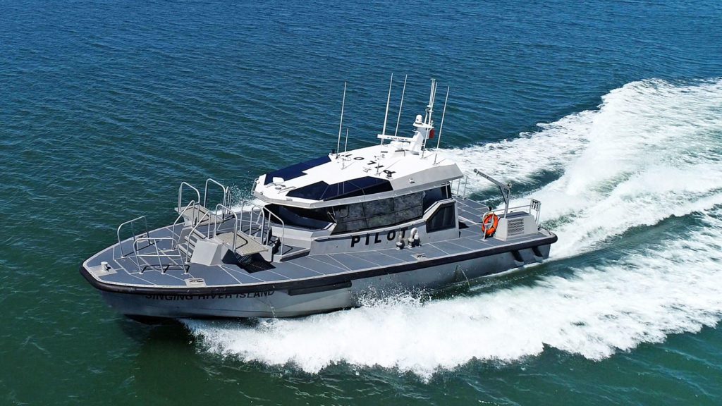 The 55-foot Singing River Island has a 30-knot top speed.