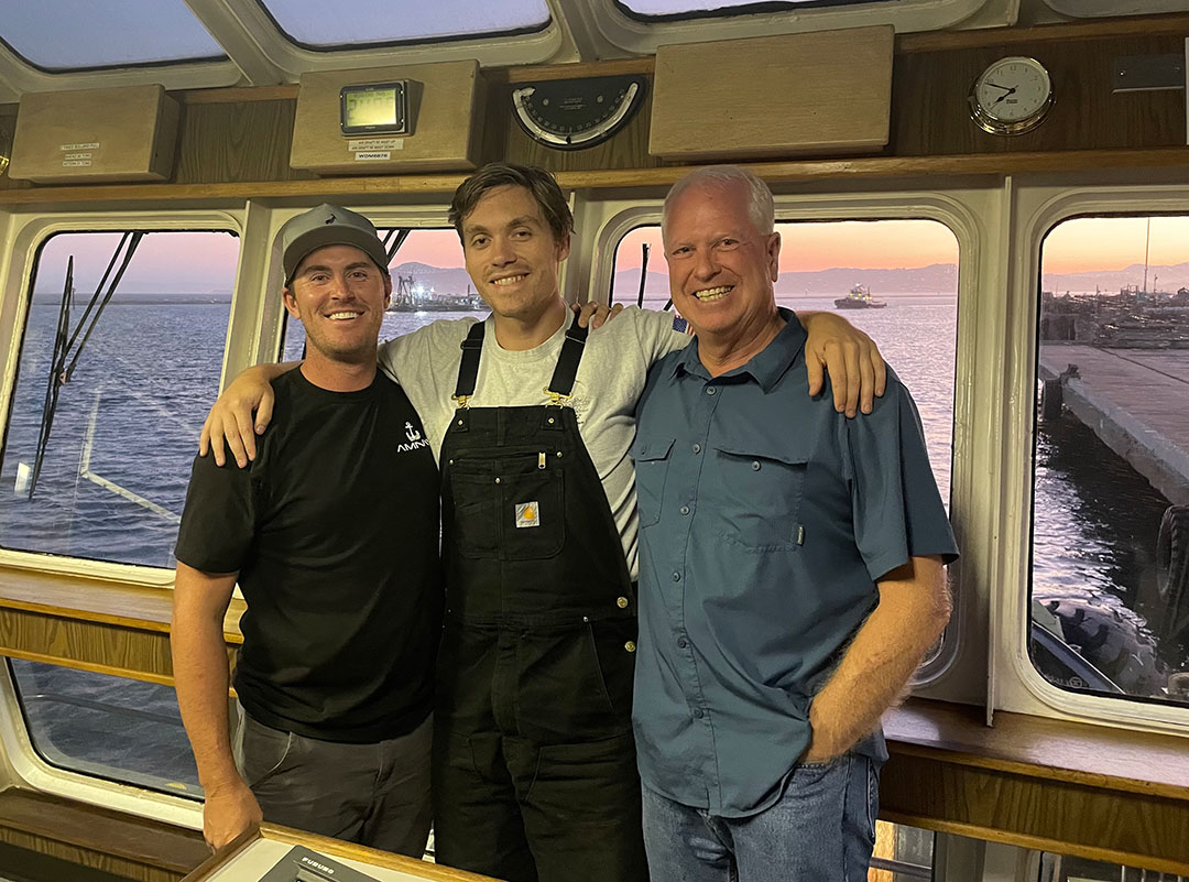 Thinger, deck hand Jackson Lytle and Capt. Mike Clausen pause for a photo aboard Z-Three.