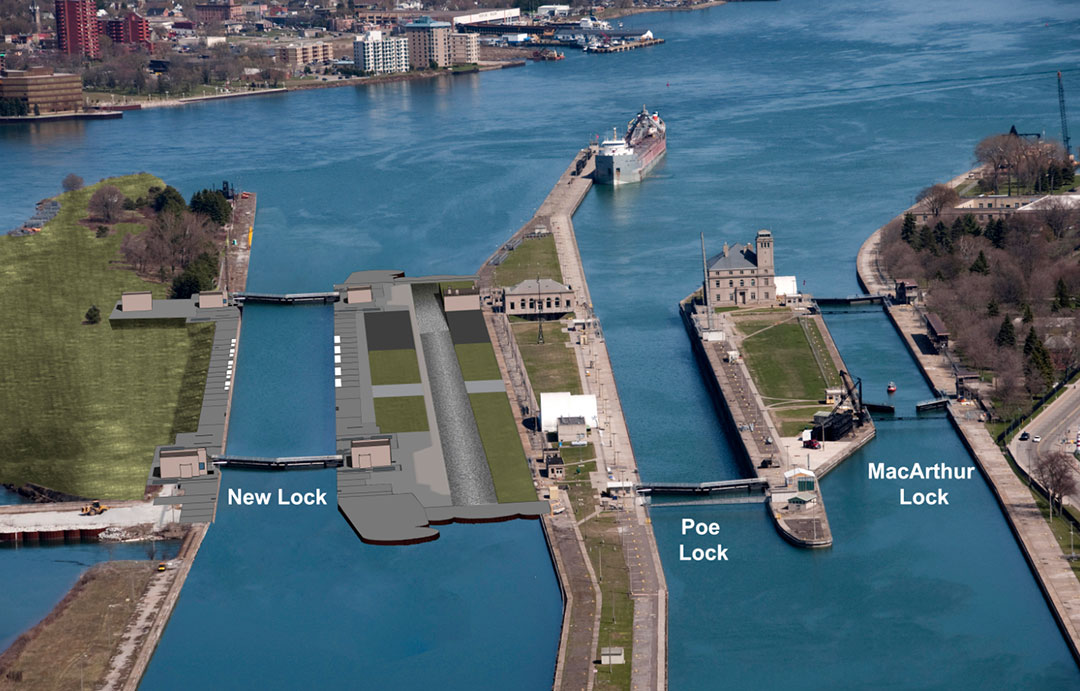 Congress authorized new funding to complete a new lock chamber at the Soo Locks in Sault Ste. Marie, Mich.