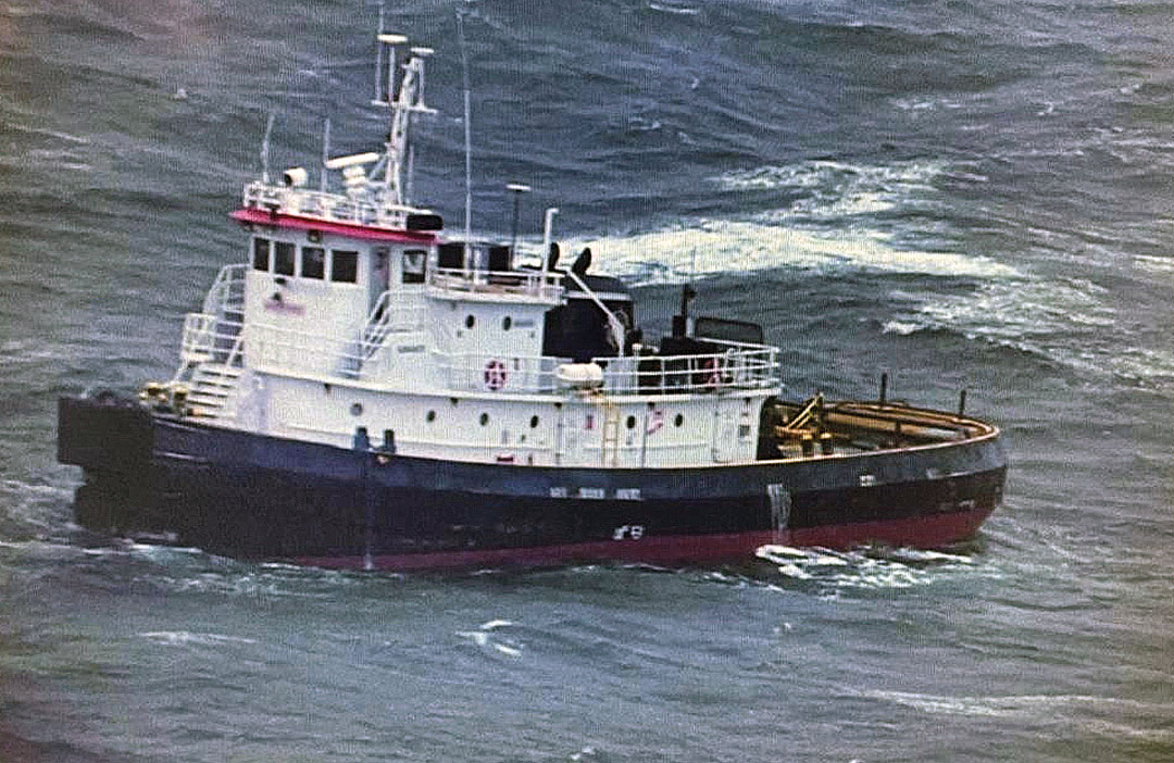 Salvage crews brought the tugboat Legacy, above, under tow after it drifted for several days in the Atlantic.