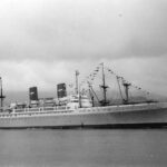 President Wilson was the last of ten P2-type ships built at the Alameda yard. Over a year, the liner was reconfigured to carry 550 passengers in three classes – first, tourist and economy, and sailed on its maiden voyage on May 1, 1948.