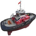 The Robert Allan Ltd. Electra design for a fully electric tugboat.
