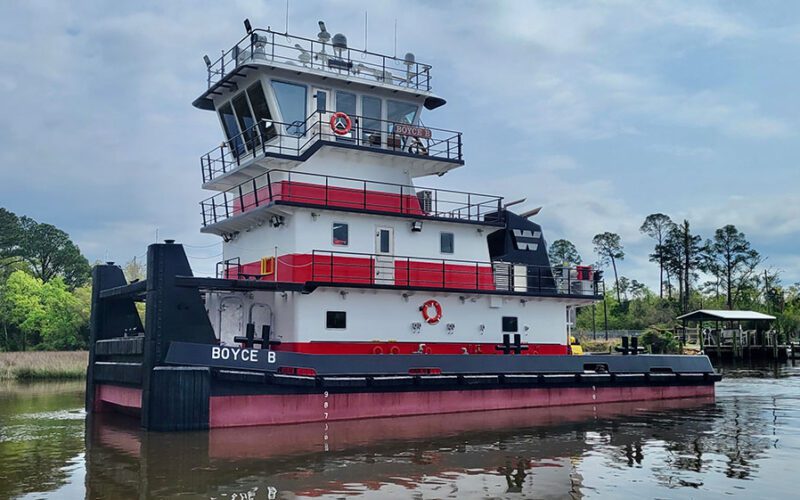 The versatile 1,600-hp towboat Boyce B., above and right, replaces the Weeks Marine dredge support tug Charlie G. built nearly 48 years ago.