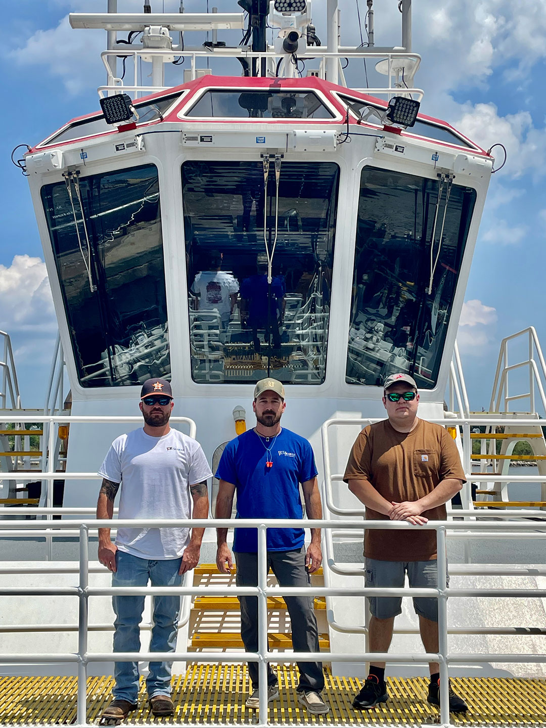 Titan’s crew, from left, are Capt. William Soileau, engineer Buck Shoemaker III and fellow engineer Chris Castellanos. 