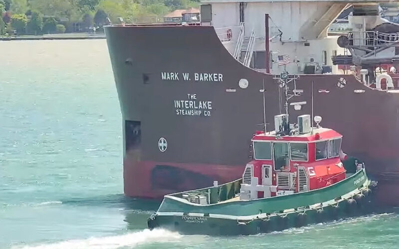 Newest Great Lakes freighter freed after running aground near Detroit