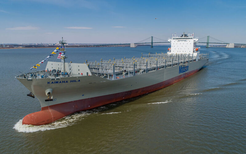 The 850-foot, 3,600-TEU Kaimana Hila is the second Matson containership converted to LNG propulsion.
