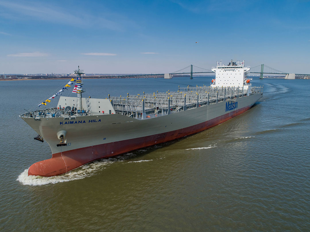 The 850-foot, 3,600-TEU Kaimana Hila is the second Matson containership converted to LNG propulsion.