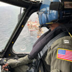 On March 13, a Coast Guard MH-60 Jayhawk helicopter conducted the airlift of an ill man from an oil platform about 40 miles south of Port Fourchon, La., to a hospital ashore.