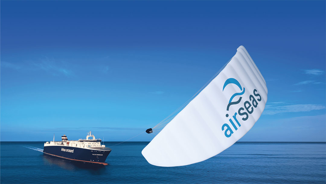 AirSeas’ SeaWing, a 10,800-square foot, high-tech kite, is designed to provide auxiliary propulsion.