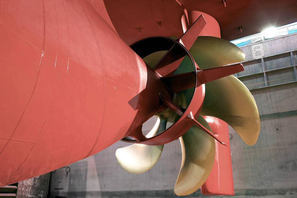The Becker Mewis Duct, which enhances the flow of water to the propeller to increase thrust.
