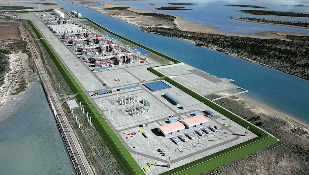 An artist’s rendering of the proposed LNG terminal at the Port of Brownsville, Tx.