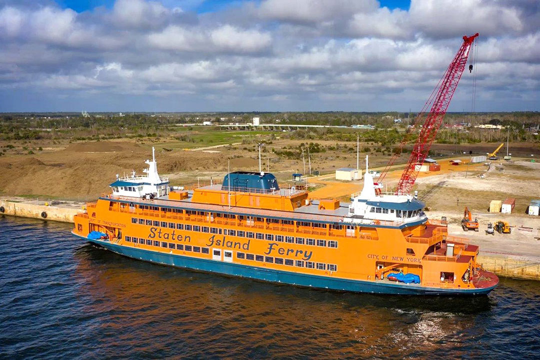 The first ferry in the class – MV SSG Michael H. Ollis – entered service on February 14, 2022. All three of the ferries were constructed at ESG’s Allanton, Fl. Shipyard