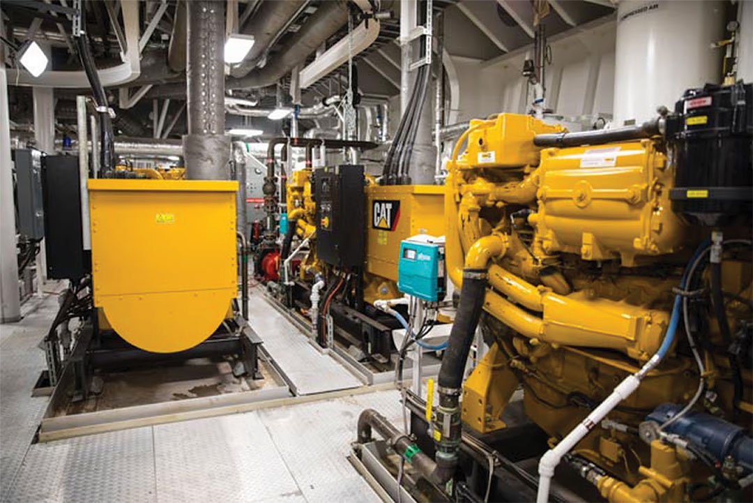 Electric power is supplied by a trio of EPA Tier 3 CAT C18 generators.
