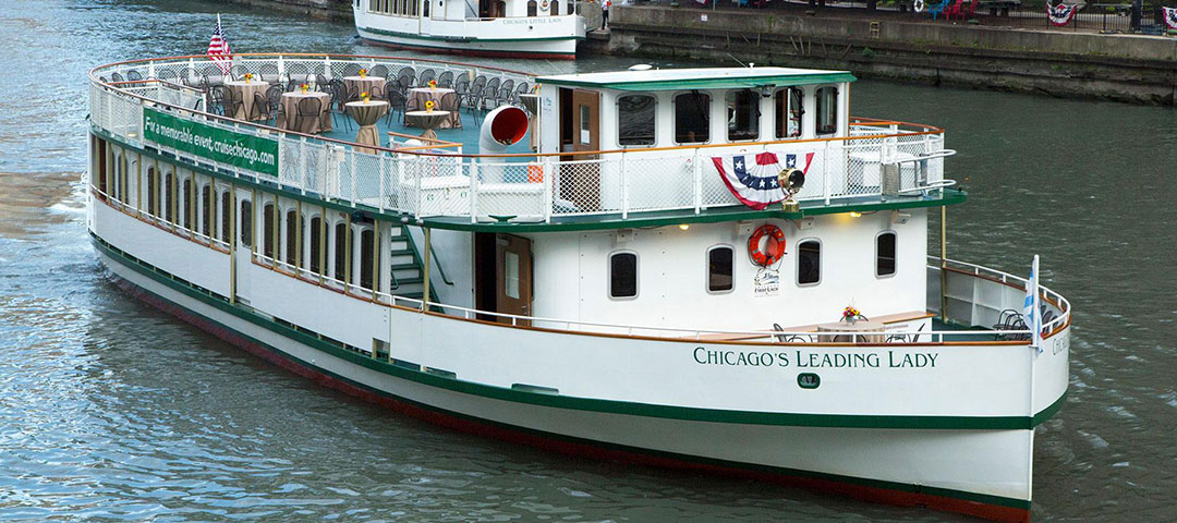 Chicago’s Leading Lady is one of a trio of Chicago River tour boats built by Burger Boat Company.