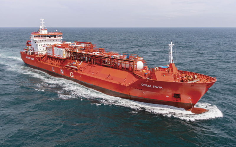 The LNG carrier Coral Favia is the first such ship acquired by Texas-based Eagle LNG Partners LLC.
