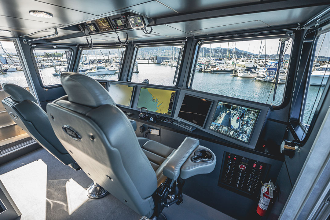 Imua’s wheelhouse features state-of-the-art vessel control, communications, and navigation equipment.