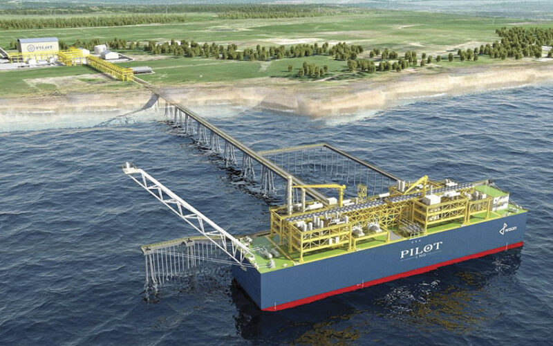 An artists rendering of the planned Galveston Bay LNG-bunkering facility.