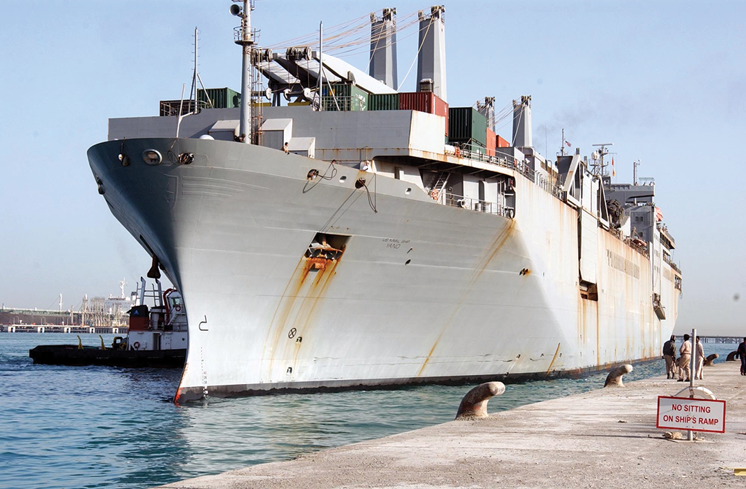 USNS Bellatrix is a converted SL-7 containership that serves as part of the Military Sealift Command’s Ready Reserve Force.