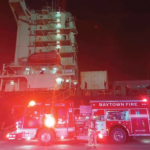The fire aboard the Panama-flagged M/V Stride broke out as the ship was docked at Port Houston’s Barbours Cut Container Terminal.