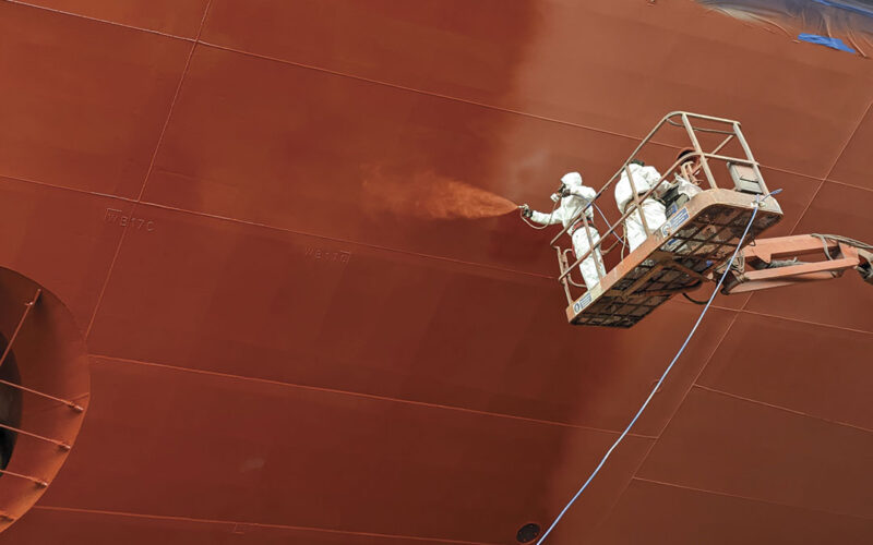 One of the current steps to ‘green’ ships is the application of specially treated, environment friendly anti-fouling coatings.