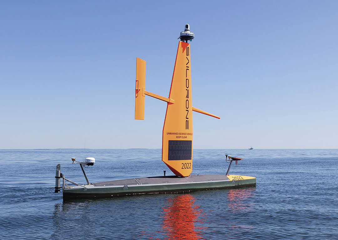 Saildrone Voyager carries a payload of state-of-the-art equipment specifically assembled for coastal ocean-mapping operations