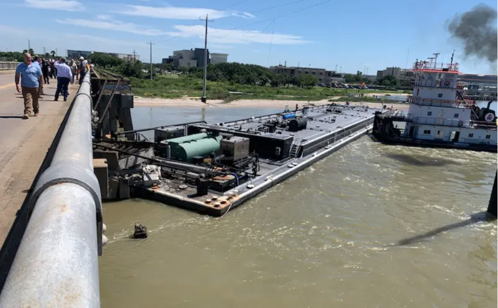 Barge strike in Galveston causes oil spill, bridge closure