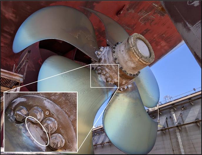 Flawed propeller blade leads to loss of propulsion on boxship