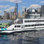 A rendering of the new Governors Island hybrid ferry, which went into service on New York Harbor on Aug. 13.
