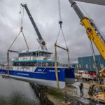 The new University of Wisconsin-Superior research vessel Sadie Ann was launched at Midship Marine in Harvey, La., in October 2024.