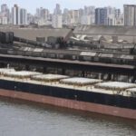 The 751-foot bulk carrier W-Sapphire, as seen in December in the Port of Santos, Brazil.