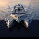A rendering of an AI-enabled unmanned surface vessel concept developed by Magnet Defense. The company recently acquired Metal Shark to expand domestic production capacity for autonomous maritime platforms, as other autonomy developers pursue partnerships with established offshore operators.