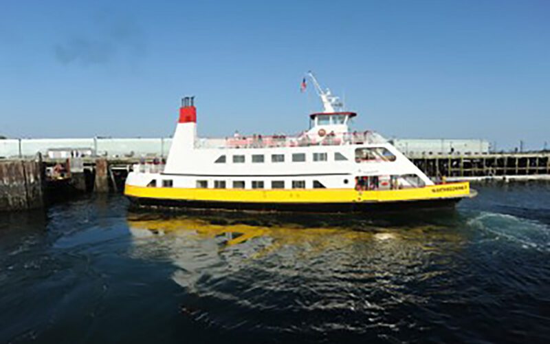 Machigonne II departs Peaks Island in mid-February.