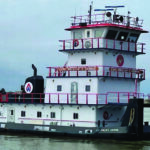 The nearly 82-foot towboat LCPL Phillip C George underway after the casualty.