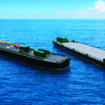 A rendering shows Mt. Rainier, a refined-products barge built for Tidewater, and Cordova Provider II, a deck cargo barge constructed for Lynden. The vessels were simultaneously launched by Gunderson Marine & Iron in Portland, Ore., in April, marking the first dual-vessel launch in the shipyard’s history.