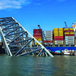 The containership Dali and the wreckage of the Francis Scott Key Bridge in Baltimore, Md., in March 2024. In early May, federal prosecutors brought criminal charges against two companies and a technical supervisor connected to the casualty.